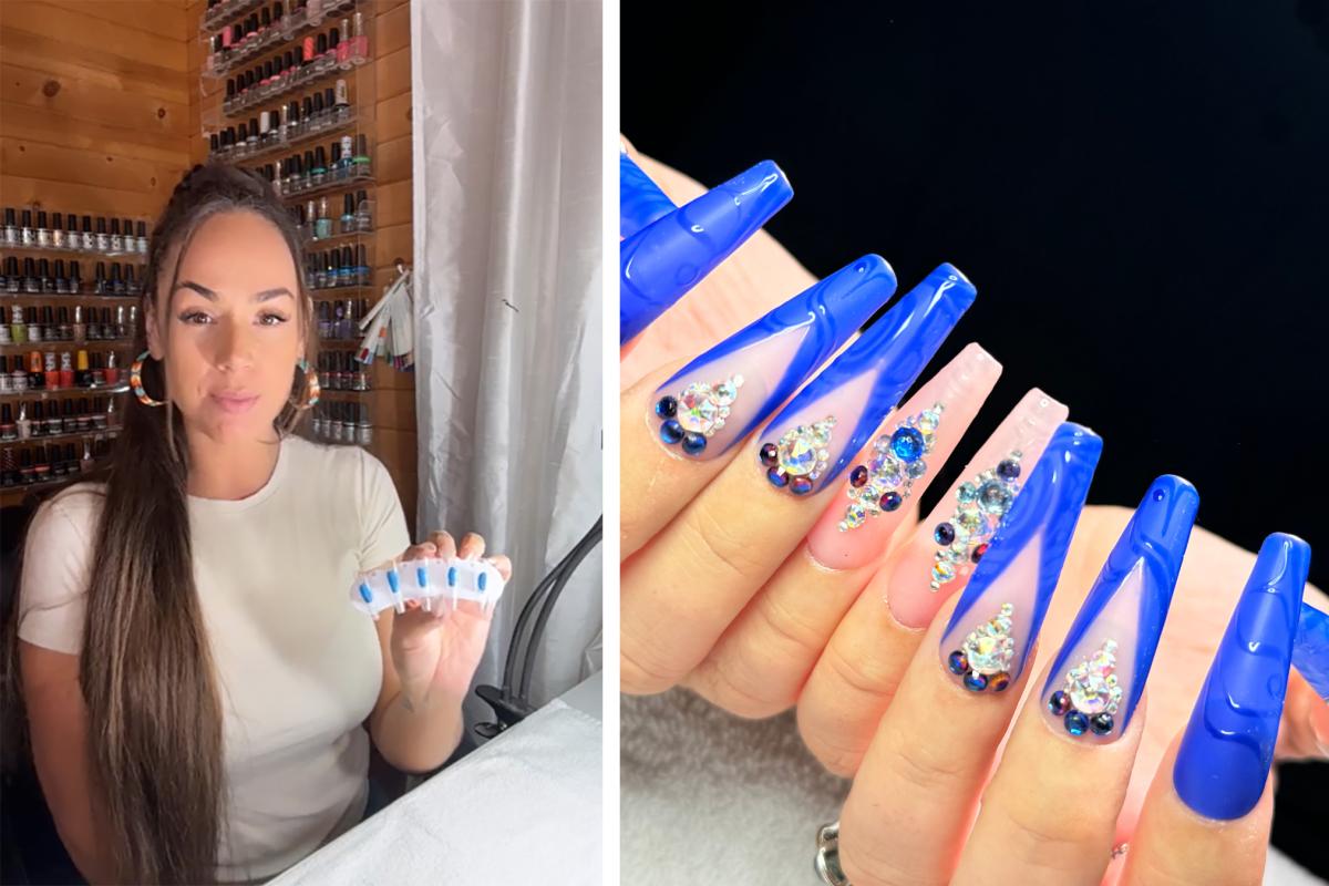 Left: Santana Walker, Right: image of her nail art